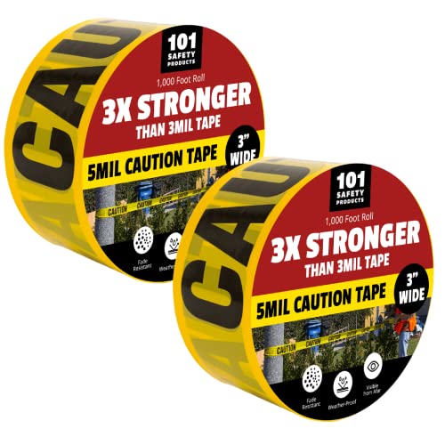 101 מוצרי בטיחות 5 מיל קלטת זהירות צהובה | חובה כבדה 3 רחבה לנראות מקסימאלית | עמיד ו -3X חזקה יותר מ-